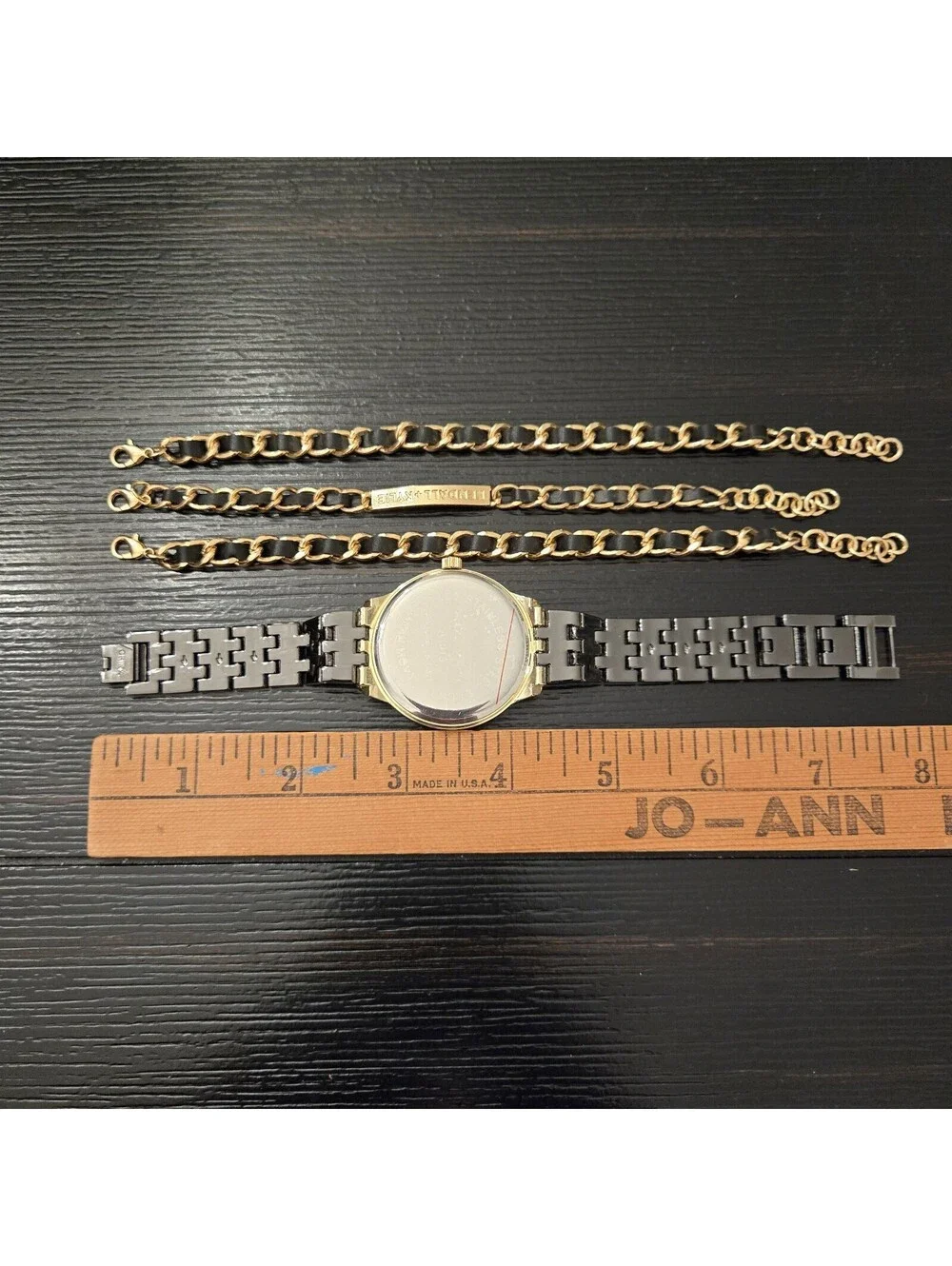 Kendall Kylie Gold Black Tone Watch Bracelet Set Womens Multi Strand New In Box